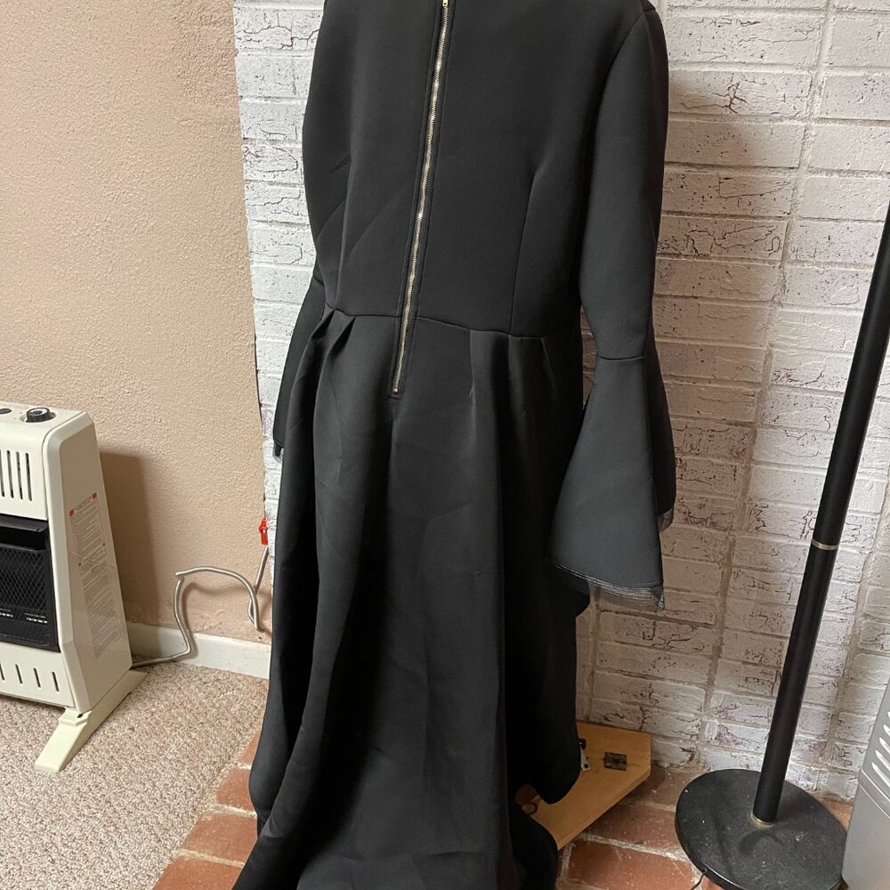 Eien USA Black Bell Sleeve Fit & Flare Dress โ 3XL โ Dramatic Flounce Hem โ Goth - Picture 5 of 10